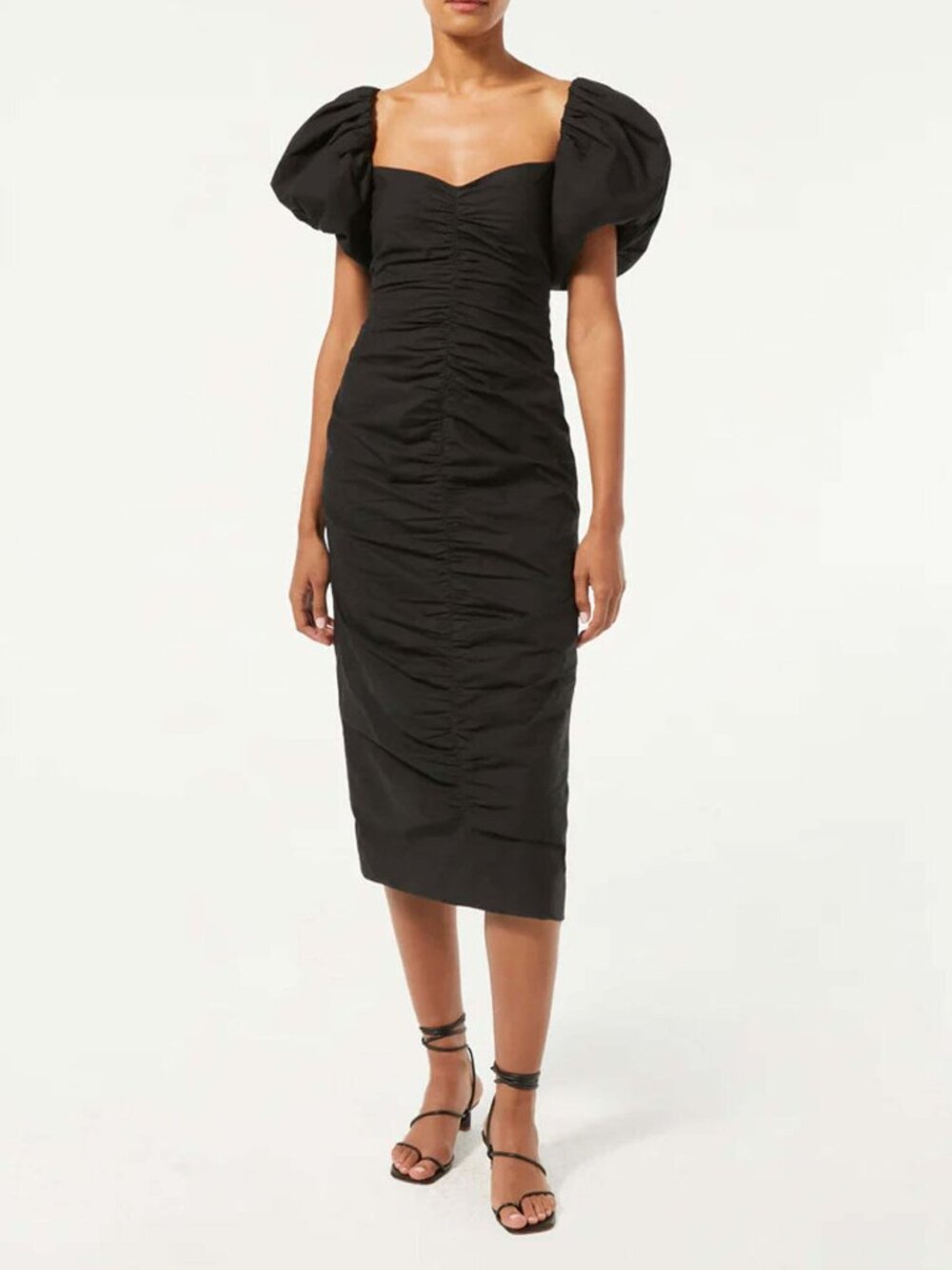 RHODE Navy Puff-Sleeve Midi Dress - Picture 2 of 7